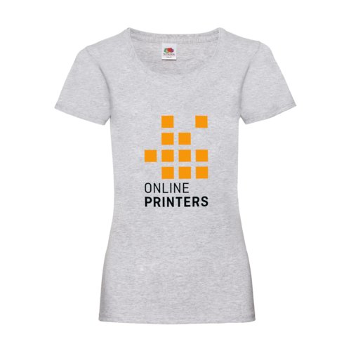 Grijs gemleerd katoenen T-shirt voor dames met korte mouwen en V-hals.