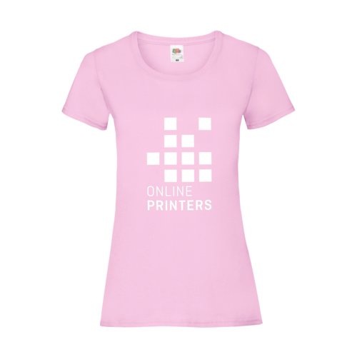 Lichtroze katoenen T-shirt voor dames met korte mouwen.