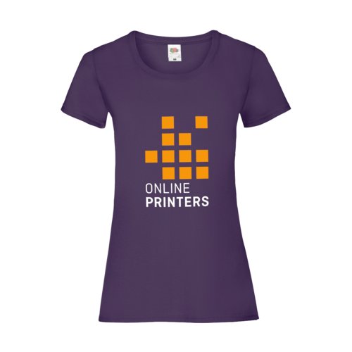 Paars katoenen T-shirt voor dames met korte mouwen.