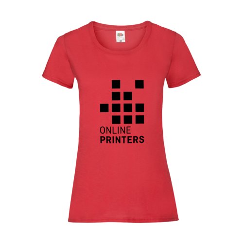 Rood katoenen dames T-shirt met korte mouwen.