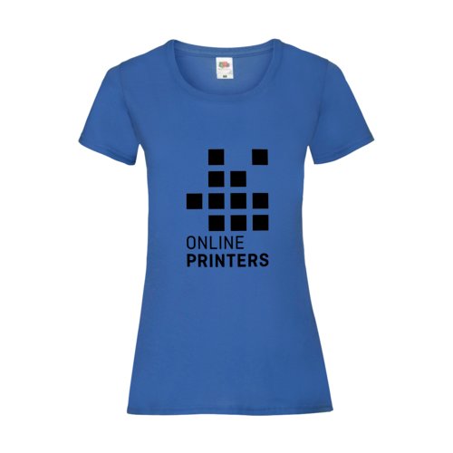Koningsblauw katoenen dames T-shirt met korte mouwen.