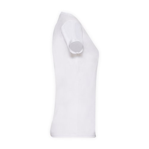Wit katoenen T-shirt voor dames met korte mouwen.