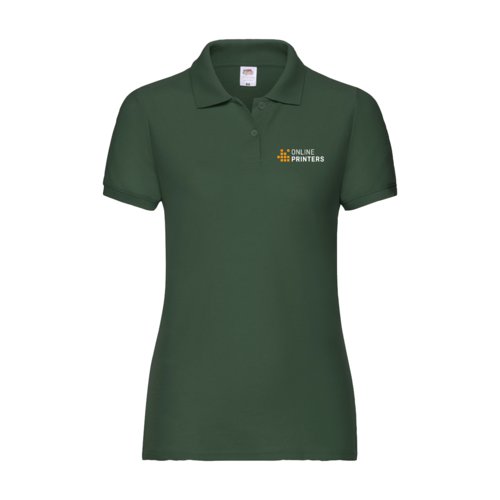 Groen katoenen poloshirt voor dames met korte knoopsluiting.