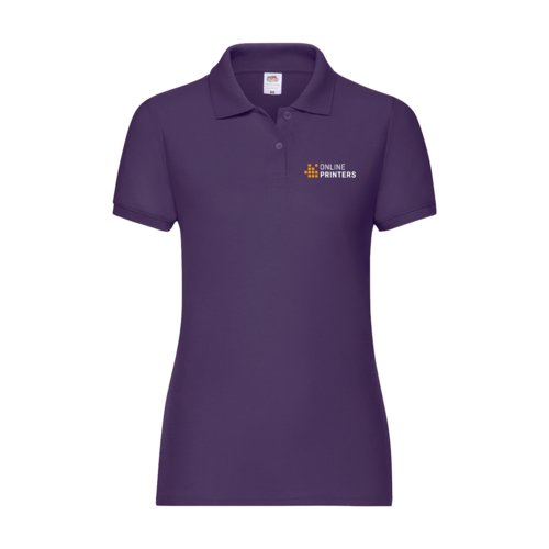 Paars damespoloshirt van polyester-katoenmix.
