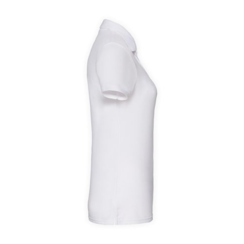 Wit gemengd weefsel poloshirt voor dames met korte mouwen.