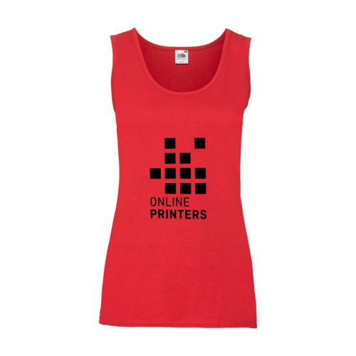 Rode katoenen tanktop voor dames met geribbelde ronde hals.