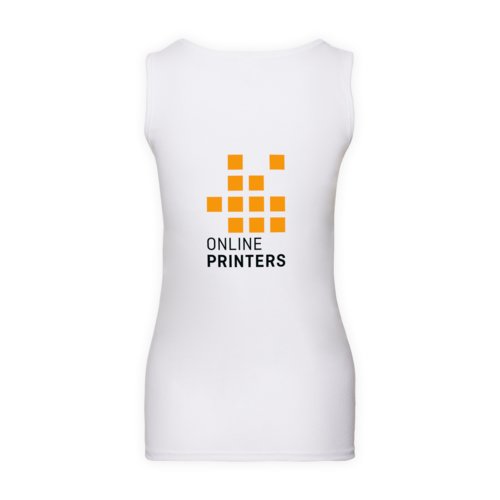 Witte katoenen tanktop voor dames met geribbelde boorden.