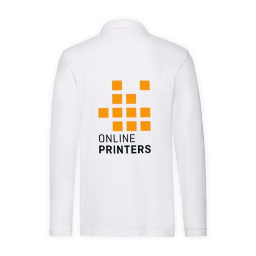 Wit katoenen poloshirt met lange mouwen voor heren.