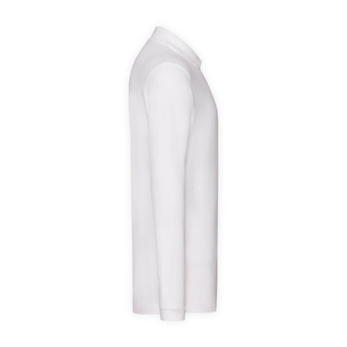 Wit katoenen poloshirt met lange mouwen en knoopsluiting.