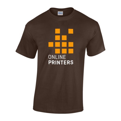 Donkerbruin katoenen T-shirt voor heren met korte mouwen.