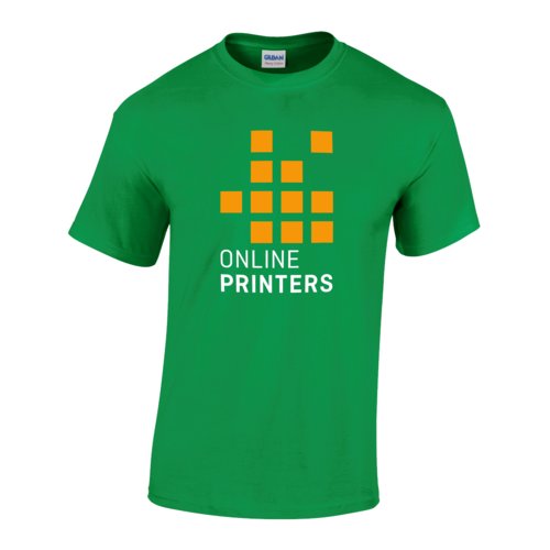 Groen katoenen T-shirt met korte mouwen en ronde hals.