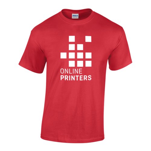 Rood katoenen T-shirt voor mannen met korte mouwen.