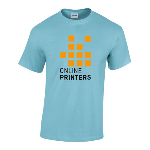 Hemelsblauw katoenen T-shirt voor heren met korte mouwen.