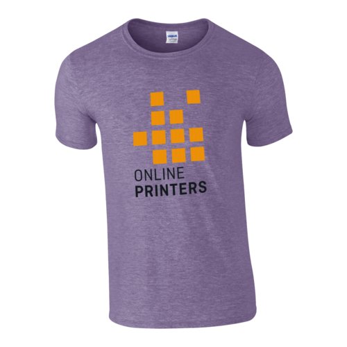Paars gemleerd katoenen T-shirt voor heren met korte mouwen.