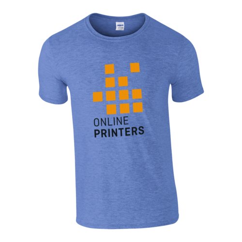 Gemleerd blauw katoenen T-shirt voor heren met ronde hals.