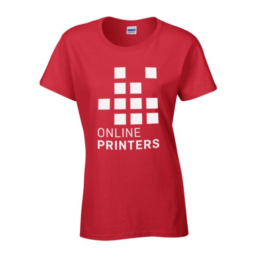 Rood katoenen T-shirt voor dames met korte mouwen.