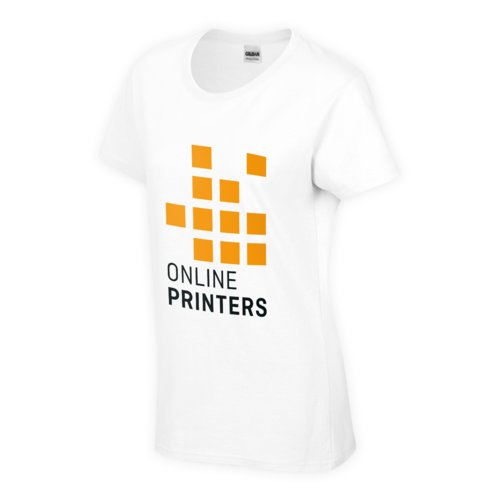 Wit katoenen T-shirt voor dames met korte mouwen.