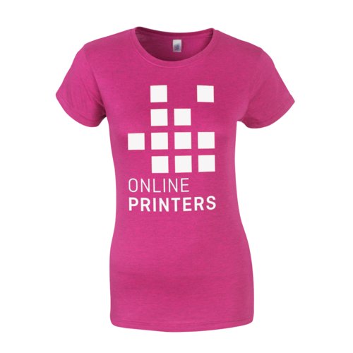 Fuchsia katoenen T-shirt voor dames met korte mouwen.