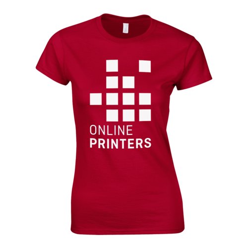 Kersrode dames-T-shirt van katoenen jersey met korte mouwen.