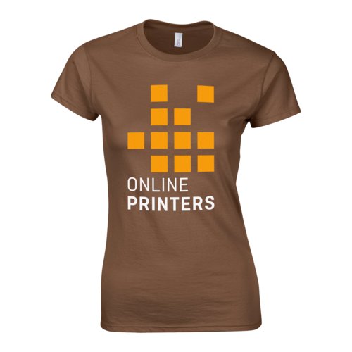 Bruin dames T-shirt van katoenen jersey met korte mouwen.