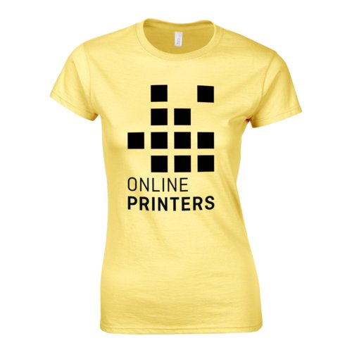 Geel dames T-shirt van katoenen jersey met korte mouwen.