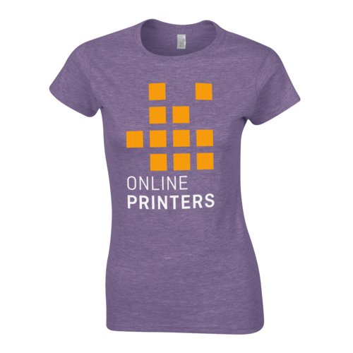 Paars gemleerd dames T-shirt van katoenen jersey, korte mouwen.