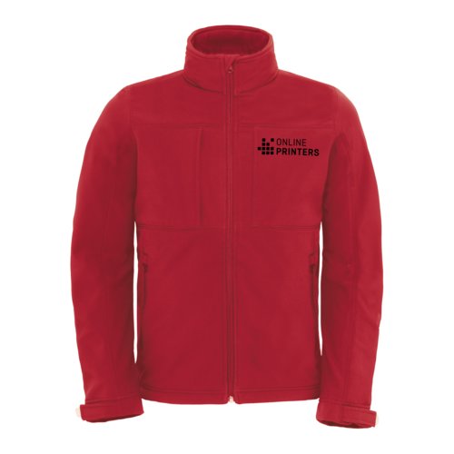Rode softshell jas van polyester en elastaan met volledige ritssluiting.
