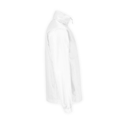 Witte polyester windjack voor heren met ritssluiting.