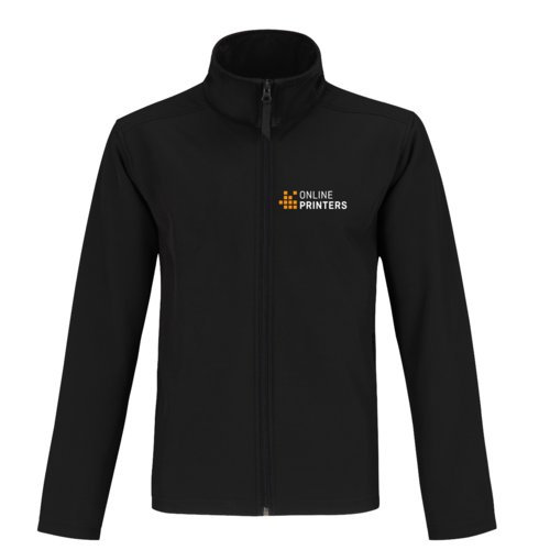 Zwart softshell jack van polyester-elastaanmix met volledige ritssluiting.