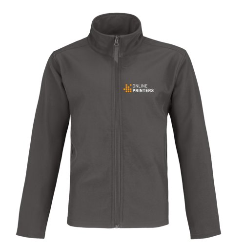 Donkergrijs softshell jack van polyester en elastaan voor heren.