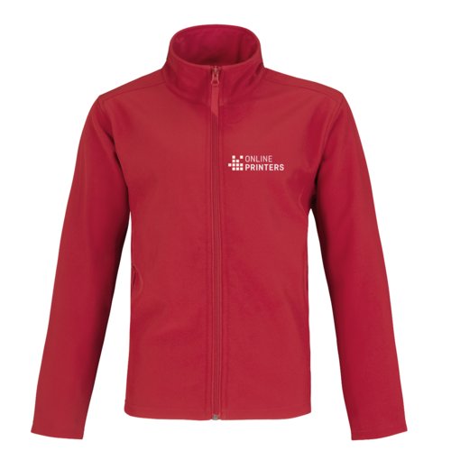 Rode softshell jas van polyester en elastaan met volledige ritssluiting.