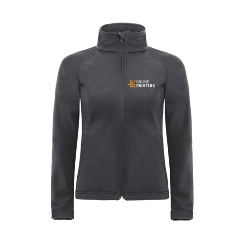 Donkergrijs softshell jack van polyester-elastaan mix voor dames.