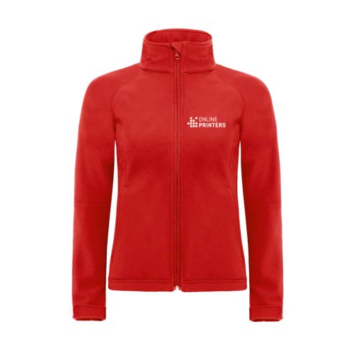 Rode softshell jas van polyester en elastaan met volledige ritssluiting.