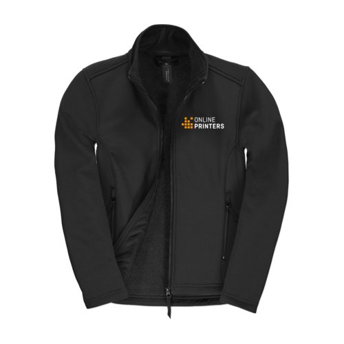 Softshell jas met rits en zakken.