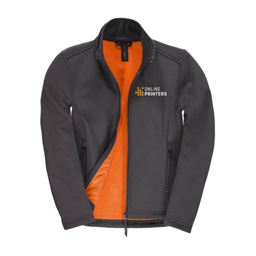 Donkergrijs dames softshell jack van polyester en elastaan met ritssluiting.