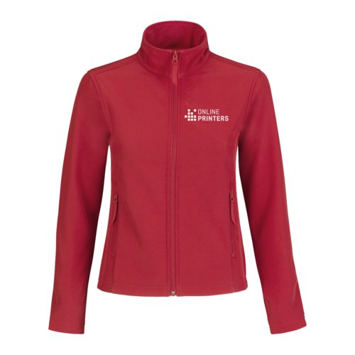 Rode softshell jas van polyester en elastaan voor dames.