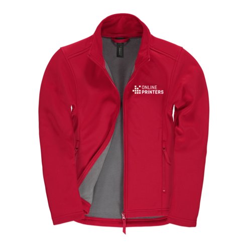Rode softshell jas van polyester en elastaan voor dames met ritssluiting.