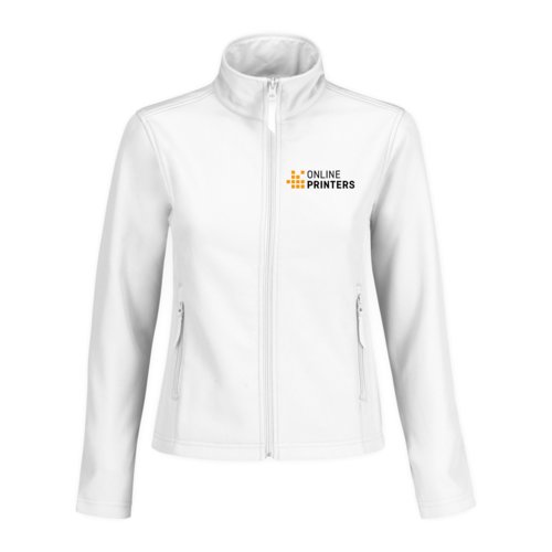 Witte softshell jas van polyester-elastaan voor dames met zakken met ritssluiting.