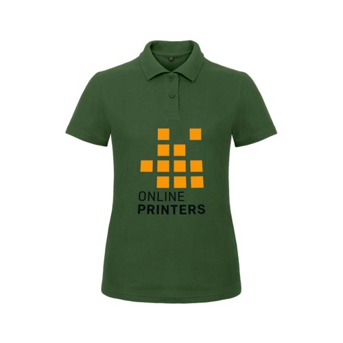 Groen poloshirt met korte knoopsluiting en korte mouwen.