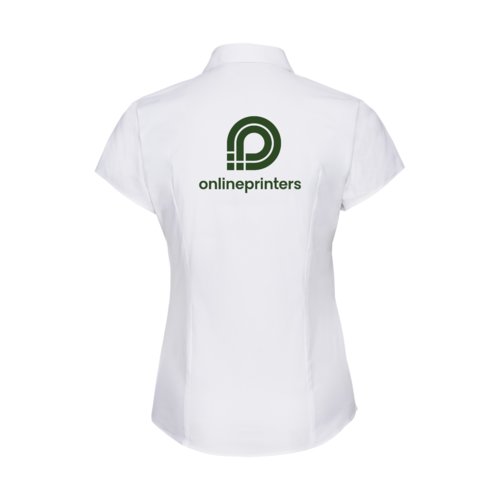 Witte blouse van katoenmix met korte mouwen en een getailleerde pasvorm.