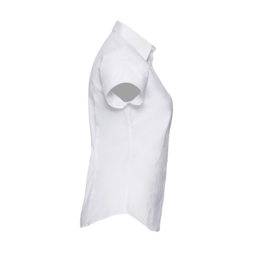 Witte blouse van katoenmix met korte mouwen.