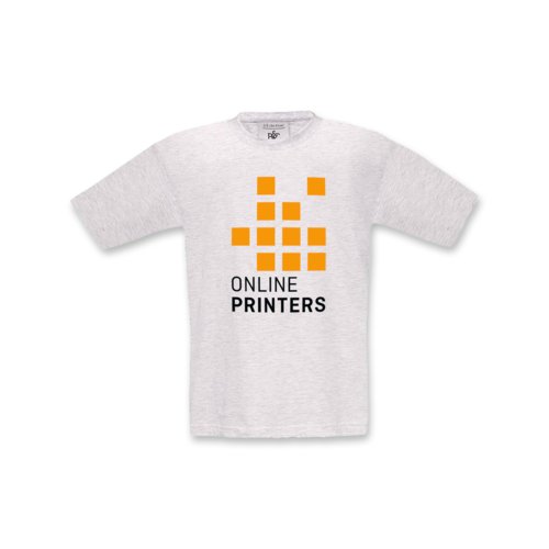 Asgrijs katoenen T-shirt voor kinderen met korte mouwen.