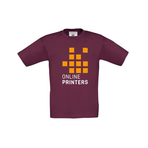 Bordeauxrood katoenen T-shirt voor kinderen met korte mouwen.