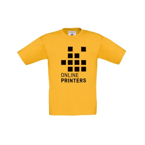 Goudgeel katoenen T-shirt voor kinderen met korte mouwen.