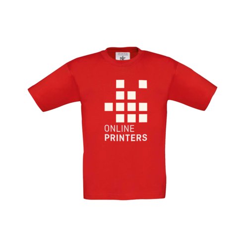 Rood katoenen T-shirt voor kinderen met korte mouwen.