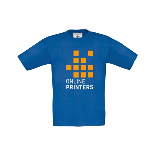 Koningsblauw katoenen kinder-T-shirt met korte mouwen.