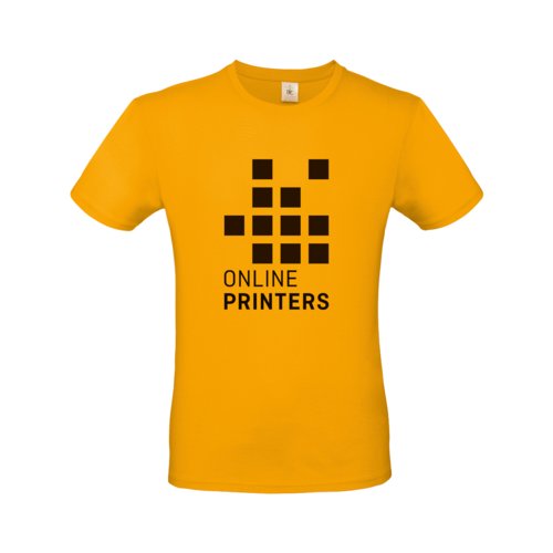 Abrikooskleurig katoenen T-shirt voor heren met korte mouwen.