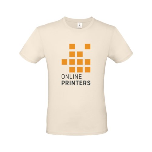 Beige katoenen T-shirt voor heren met korte mouwen.