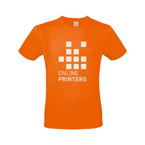 Oranje katoenen heren t-shirt met korte mouwen.