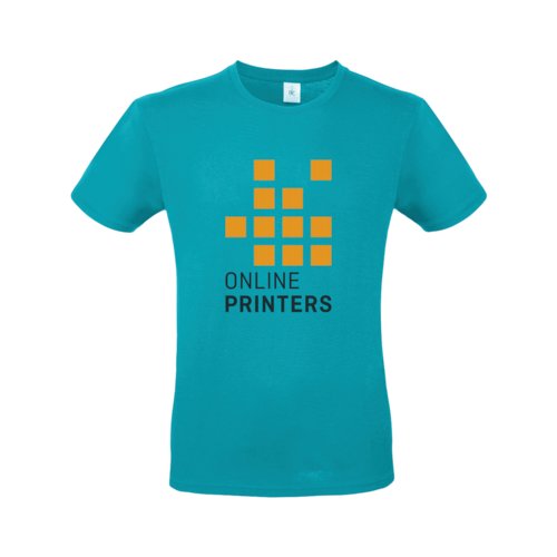 Turkooizen katoenen T-shirt voor heren met korte mouwen.